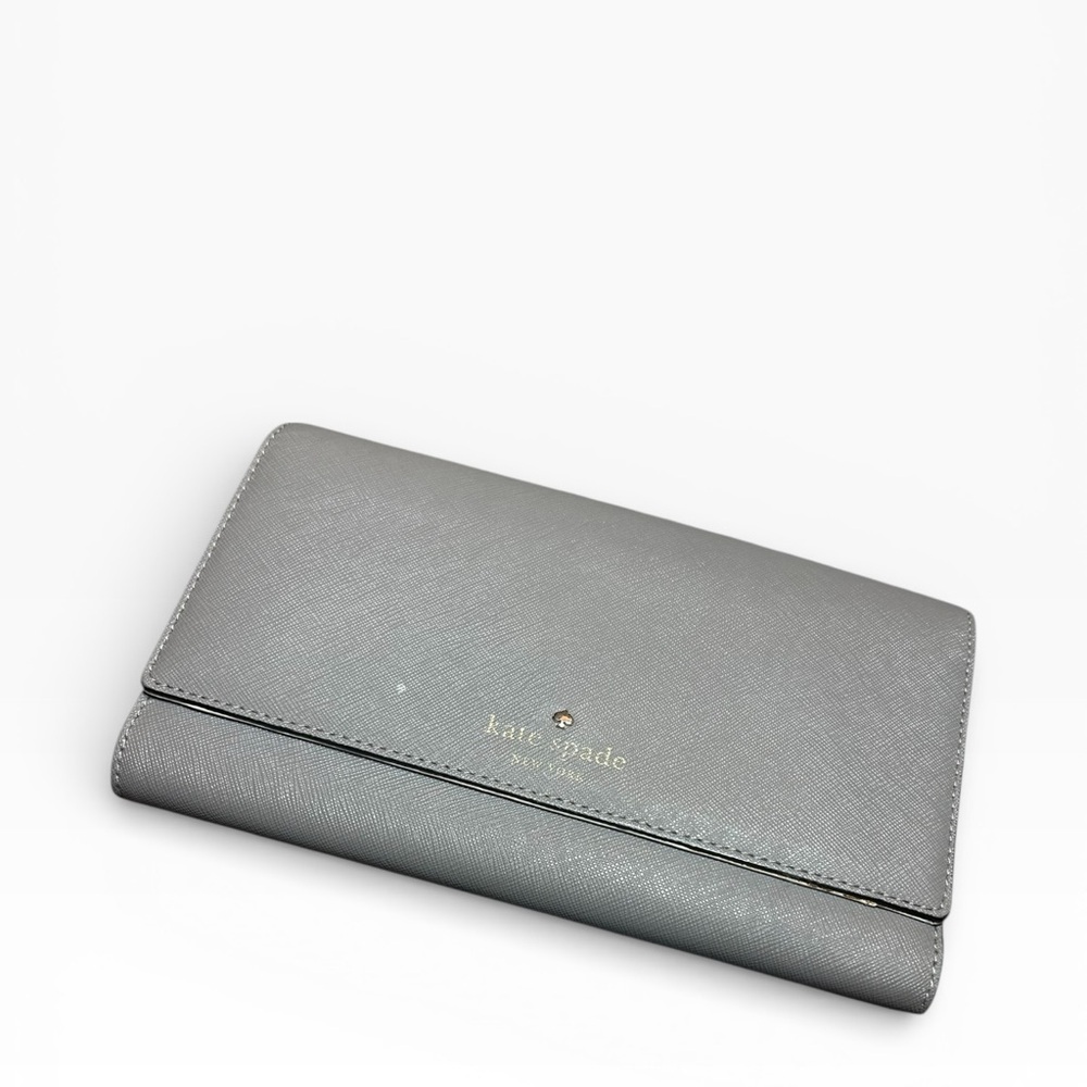 Kate Spade New York Gray Saffiano Leather Wallet Clutch (As-Is)